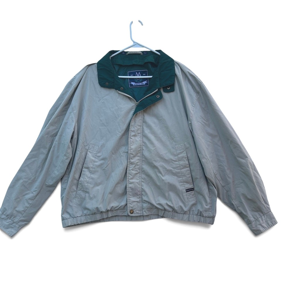 Vintage Members Only Jacket Mens XL Beige Green Windbreaker 90s Retro